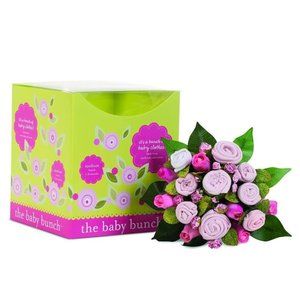 Bouquet of Baby Clothes & Florals: 7 Pieces in All Pinks + Added White Socks